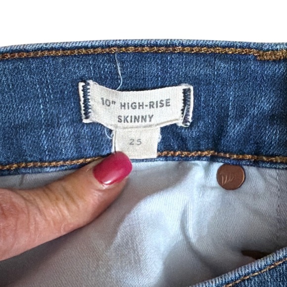 Madewell 10" High-Rise Skinny Jeans Women 25 Blue Good Button Fly Raw Hem J7914 - Picture 3 of 8